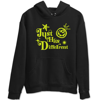 Foams One Black Volt shirts to match jordans Just Hits Different sneaker match tees Air Foamposite One Black and Volt match shoes to clothes SNRT Sneaker Tees unisex cotton Black 2 shirts