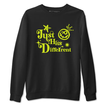 Foams One Black Volt shirts to match jordans Just Hits Different sneaker match tees Air Foamposite One Black and Volt match shoes to clothes SNRT Sneaker Tees unisex cotton Black 2 shirts