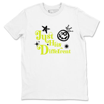 Foams One Black Volt shirts to match jordans Just Hits Different sneaker match tees Air Foamposite One Black and Volt match shoes to clothes SNRT Sneaker Tees unisex cotton White 2 shirts