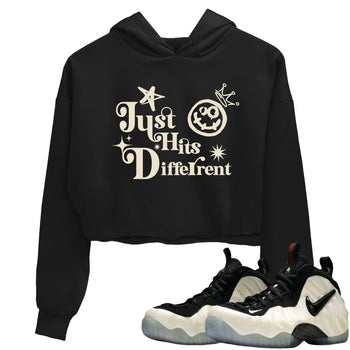 Sneaker Threads – Sneaker Tees To Match Air Foamposite One Pearl – Just Hits Different Crop Tee Black 1. Perfect for Jordan releases 2025 colorways.