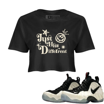 Sneaker Threads – Sneaker Tees To Match Air Foamposite One Pearl – Just Hits Different Crop Tee Black 1. Perfect for Jordan releases 2025 colorways.