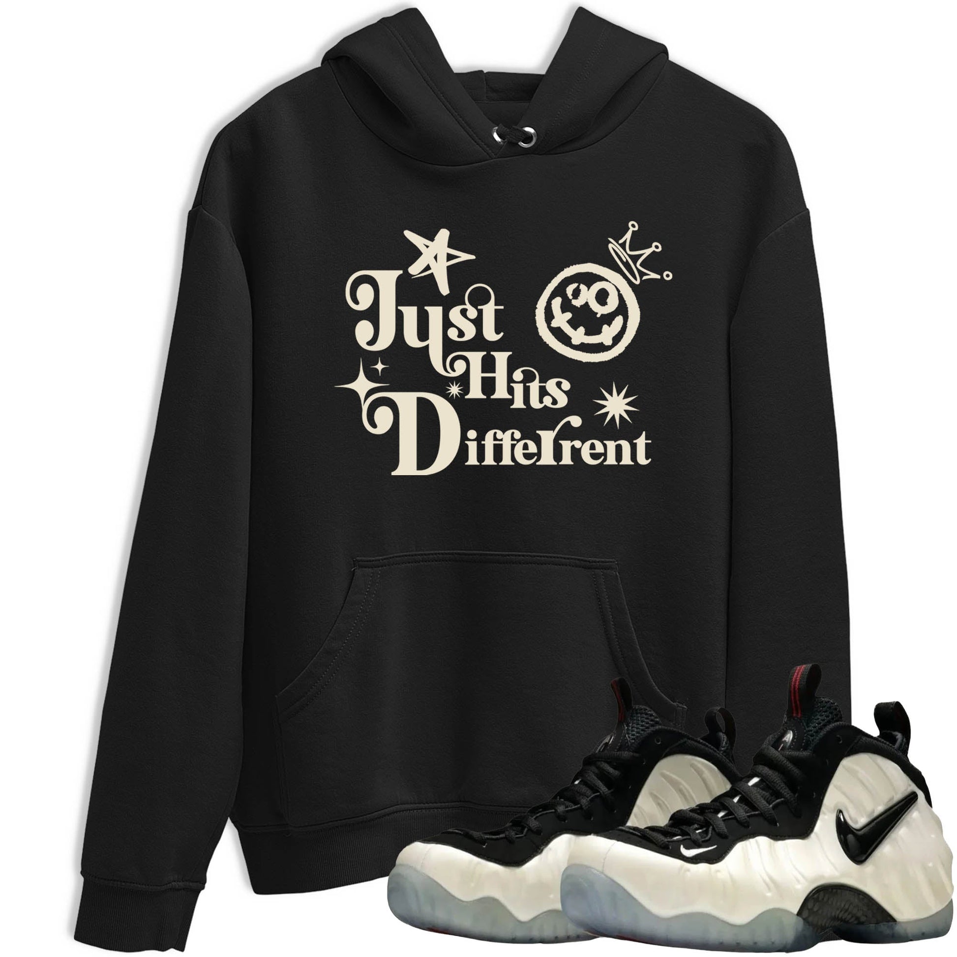 Sneaker Threads – Sneaker Tees To Match Air Foamposite One Pearl – Just Hits Different Graphic Tee Black 1. Perfect for Jordan releases 2025 colorways.