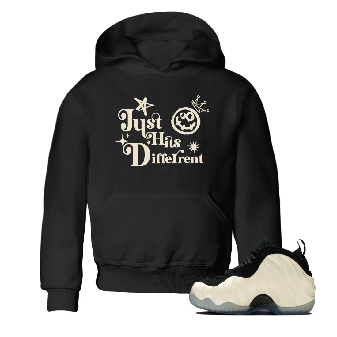 Sneaker Threads – Sneaker Tees To Match Air Foamposite One Pearl – Just Hits Different Youth Graphic Tee Black 1. Perfect for Jordan releases 2025 colorways.