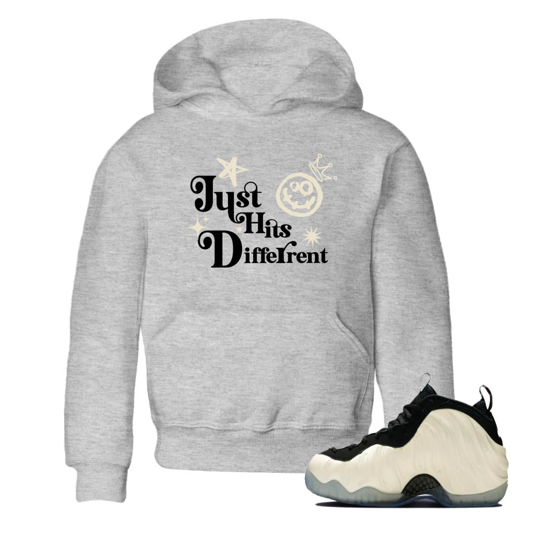 Sneaker Threads – Sneaker Tees To Match Air Foamposite One Pearl – Just Hits Different Youth Graphic Tee Heather Grey 1. Perfect for Jordan releases 2025 colorways.