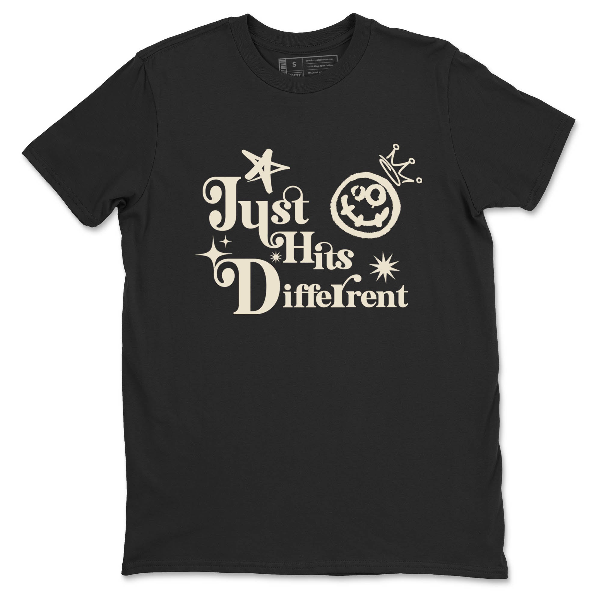 Sneaker Threads – Sneaker Tees To Match Air Foamposite One Pearl – Just Hits Different Graphic Tee Black 2. Perfect for Jordan releases 2025 colorways.