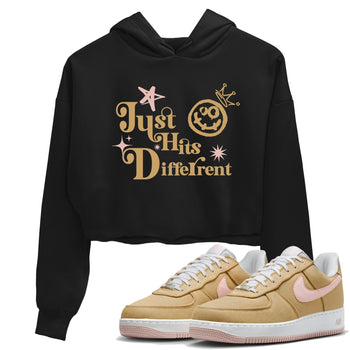 AF1 Linen shirts to match jordans Just Hits Different sneaker match tees Air Force 1 Linen match shoes to clothes SNRT Sneaker Tees unisex cotton Black 1 crop tee