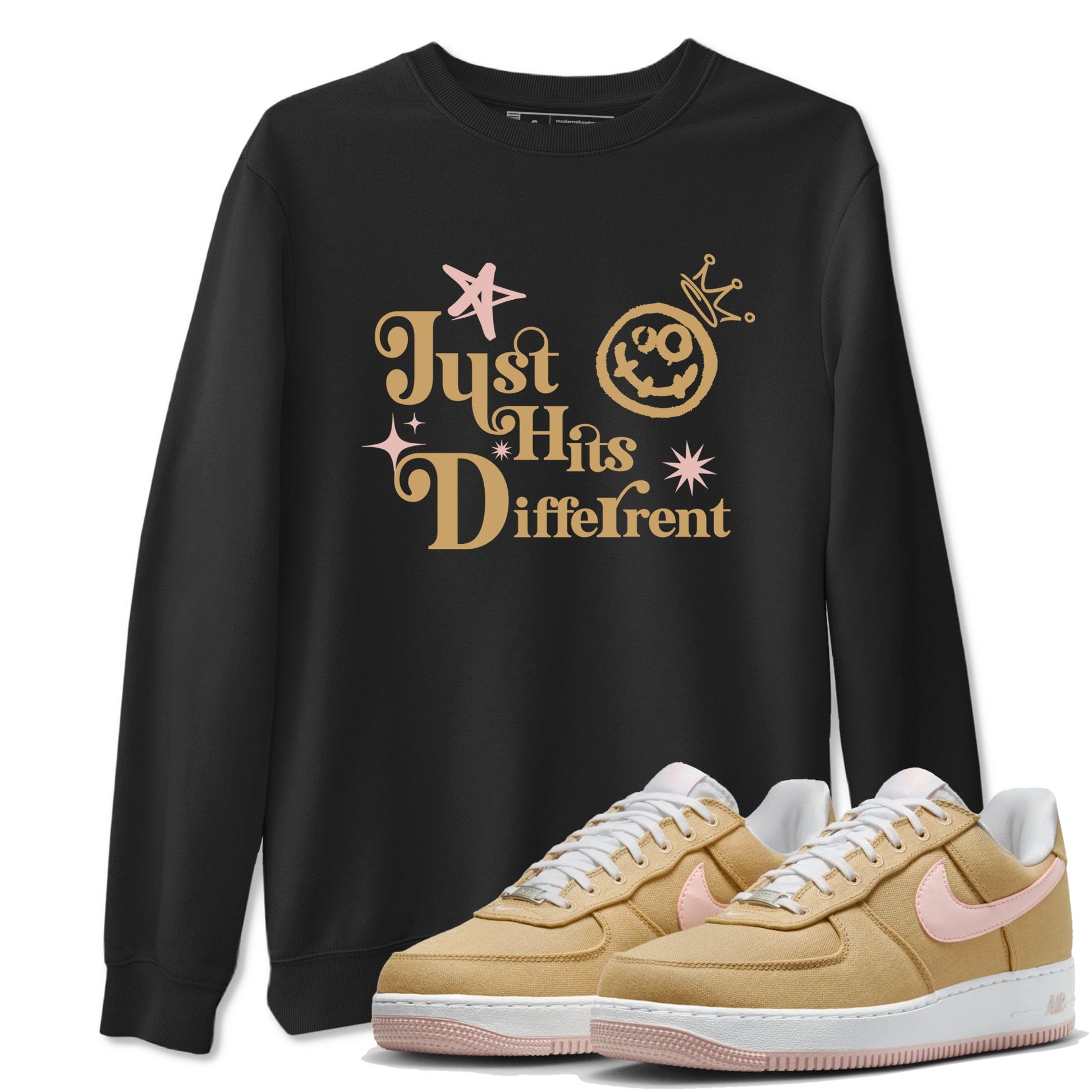 AF1 Linen shirts to match jordans Just Hits Different sneaker match tees Air Force 1 Linen match shoes to clothes SNRT Sneaker Tees unisex cotton Black 1 shirts