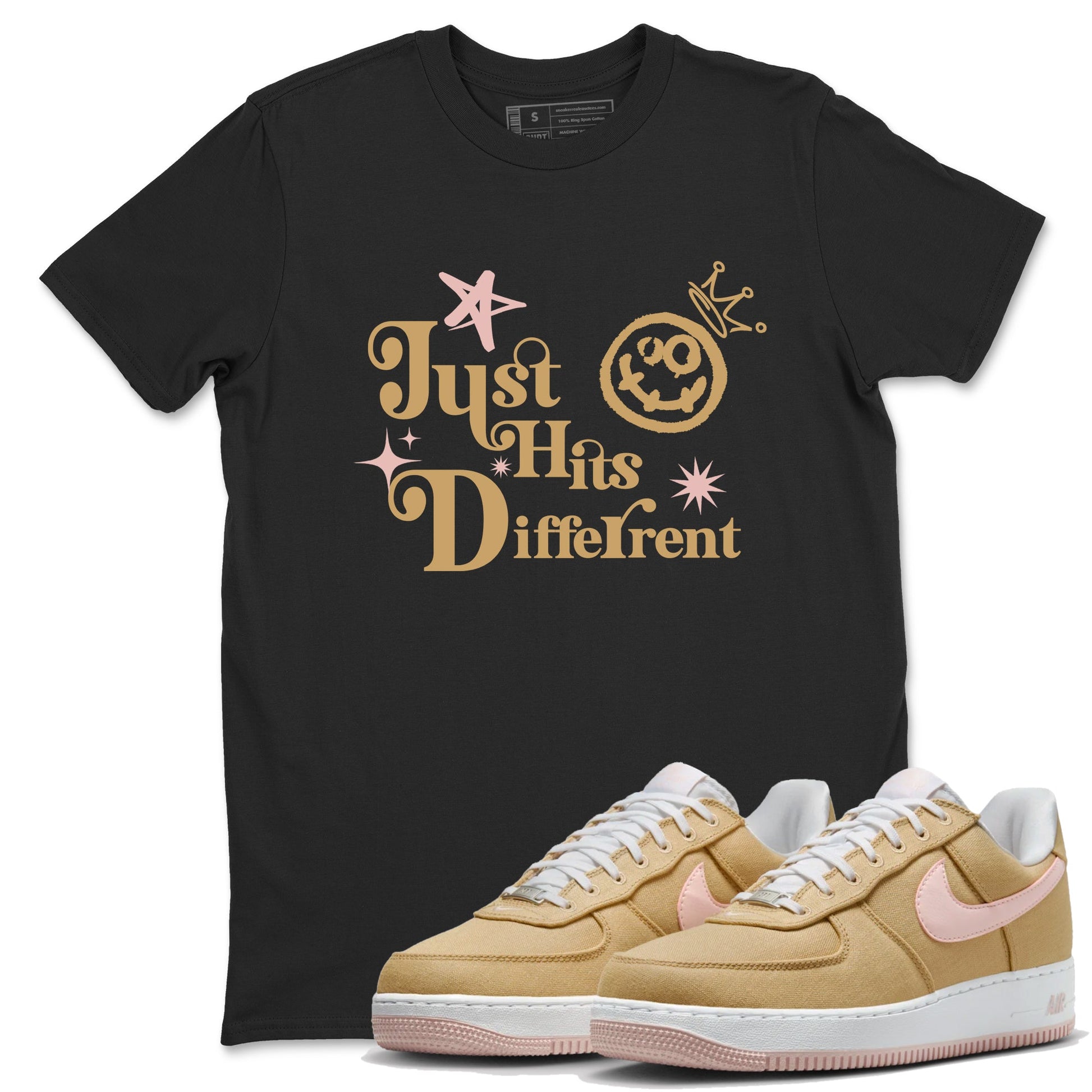 AF1 Linen shirts to match jordans Just Hits Different sneaker match tees Air Force 1 Linen match shoes to clothes SNRT Sneaker Tees unisex cotton Black 1 shirts