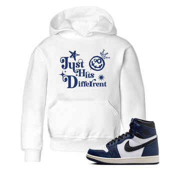 1s Midnight Navy shirts to match jordans Just Hits Different sneaker match tees Air Jordan 1 Midnight Navy match shoes to clothes SNRT Sneaker Tees Youth Baby White 1 tee