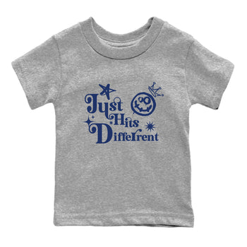 1s Midnight Navy shirts to match jordans Just Hits Different sneaker match tees Air Jordan 1 Midnight Navy match shoes to clothes SNRT Sneaker Tees Youth Baby Heather Grey 2 tee