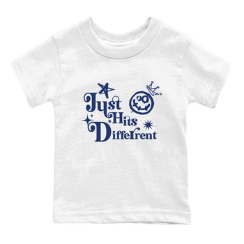 1s Midnight Navy shirts to match jordans Just Hits Different sneaker match tees Air Jordan 1 Midnight Navy match shoes to clothes SNRT Sneaker Tees Youth Baby White 2 tee