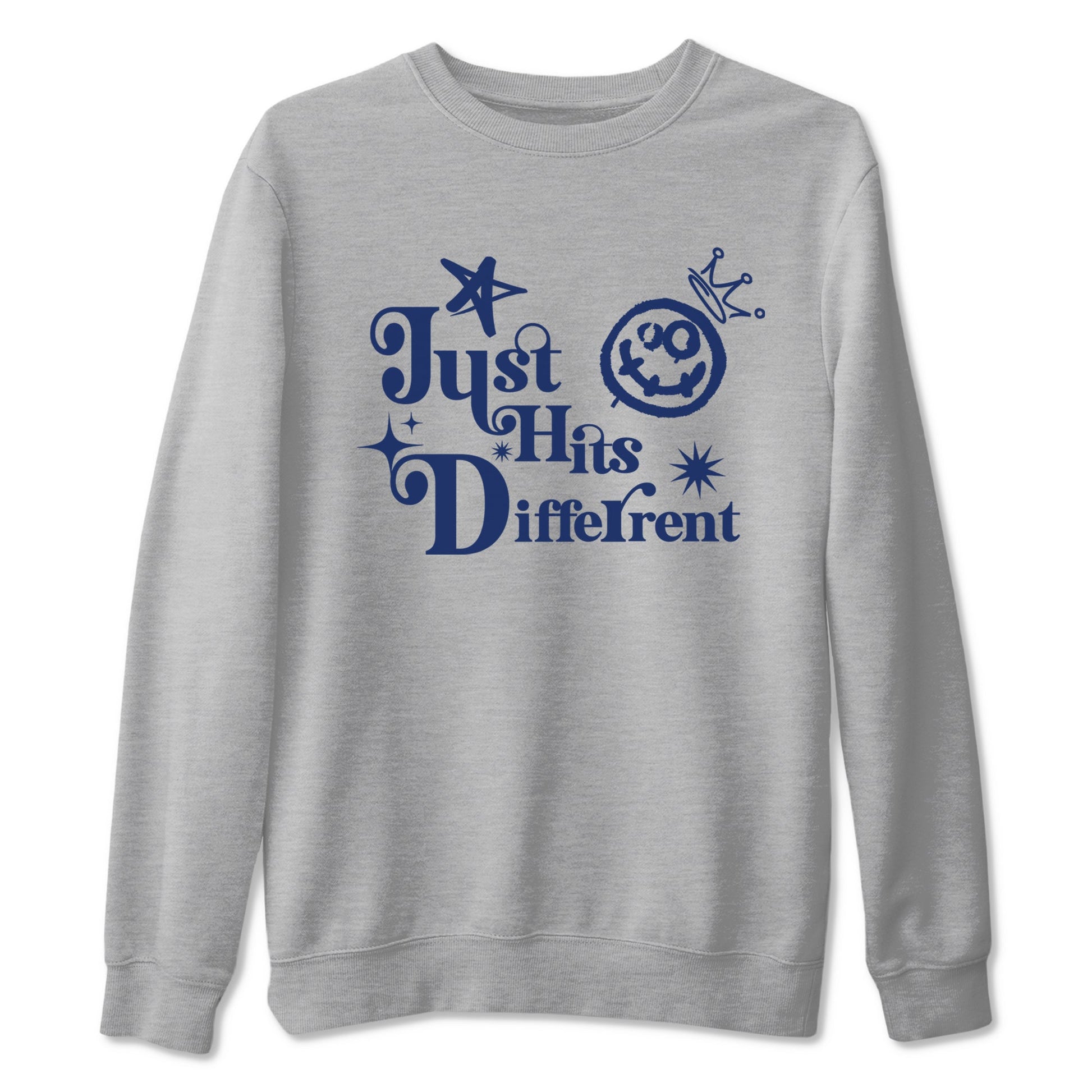 1s Midnight Navy shirts to match jordans Just Hits Different sneaker match tees Air Jordan 1 Midnight Navy match shoes to clothes SNRT Sneaker Tees unisex cotton Heather Grey 2 shirts