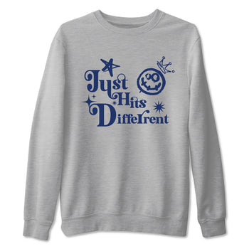 1s Midnight Navy shirts to match jordans Just Hits Different sneaker match tees Air Jordan 1 Midnight Navy match shoes to clothes SNRT Sneaker Tees unisex cotton Heather Grey 2 shirts