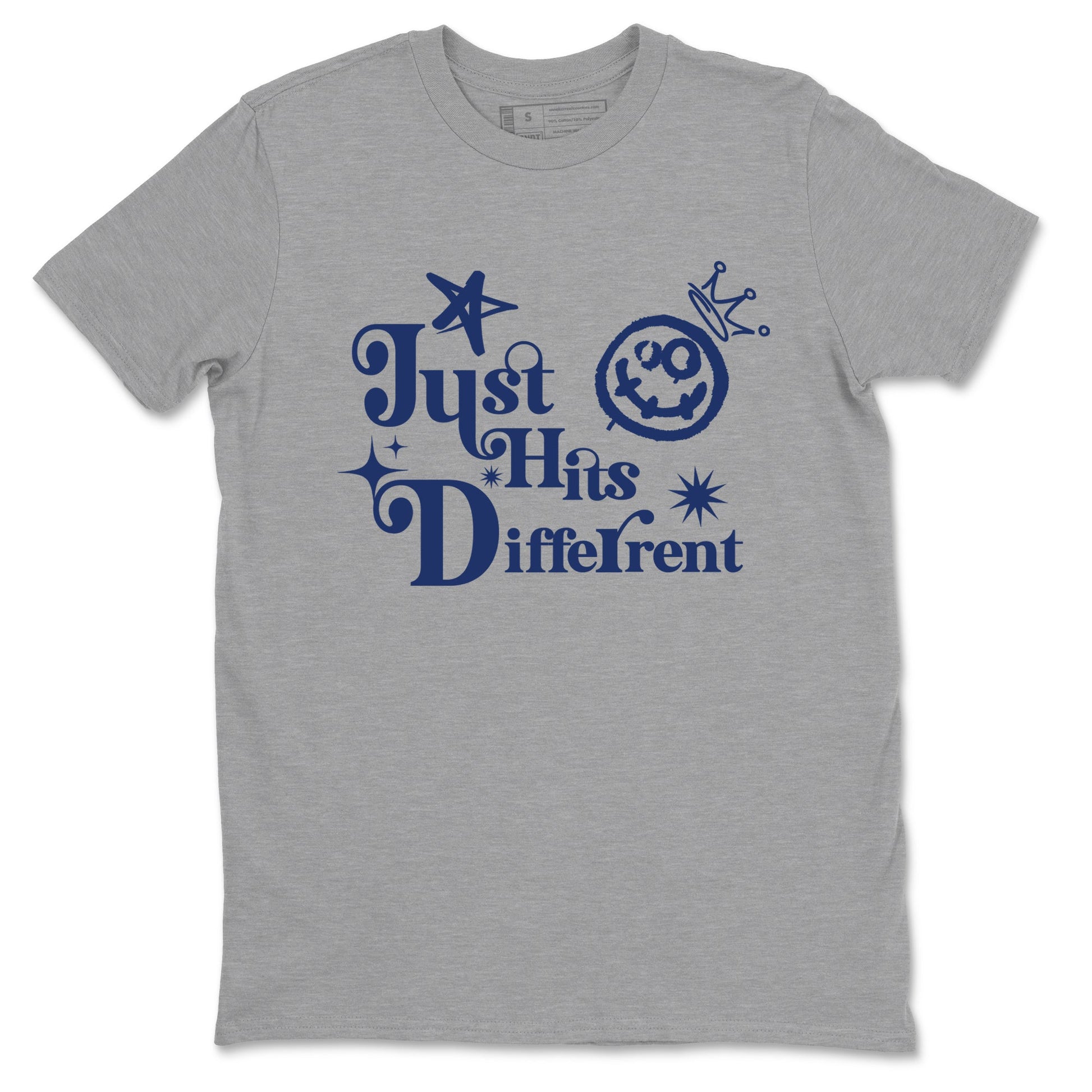 1s Midnight Navy shirts to match jordans Just Hits Different sneaker match tees Air Jordan 1 Midnight Navy match shoes to clothes SNRT Sneaker Tees unisex cotton Heather Grey 2 shirts