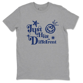 1s Midnight Navy shirts to match jordans Just Hits Different sneaker match tees Air Jordan 1 Midnight Navy match shoes to clothes SNRT Sneaker Tees unisex cotton Heather Grey 2 shirts