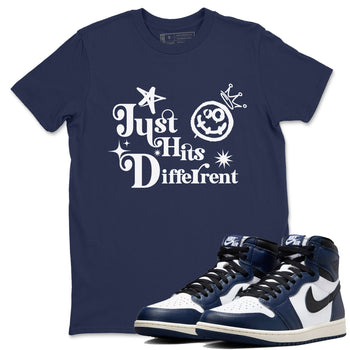 1s Midnight Navy shirts to match jordans Just Hits Different sneaker match tees Air Jordan 1 Midnight Navy match shoes to clothes SNRT Sneaker Tees unisex cotton Navy 1 shirts