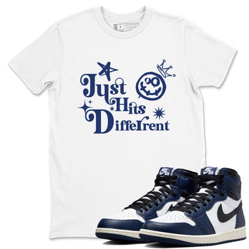1s Midnight Navy shirts to match jordans Just Hits Different sneaker match tees Air Jordan 1 Midnight Navy match shoes to clothes SNRT Sneaker Tees unisex cotton White 1 shirts