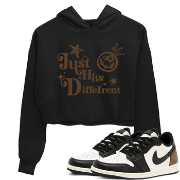 1s Mocha shirts to match jordans Just Hits Different sneaker match tees Air Jordan 1 Mocha match shoes to clothes SNRT Sneaker Tees unisex cotton Black 1 crop tee