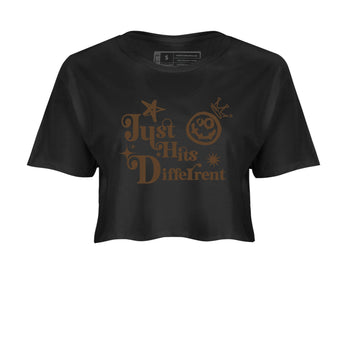 1s Mocha shirts to match jordans Just Hits Different sneaker match tees Air Jordan 1 Mocha match shoes to clothes SNRT Sneaker Tees unisex cotton Black 2 crop tee