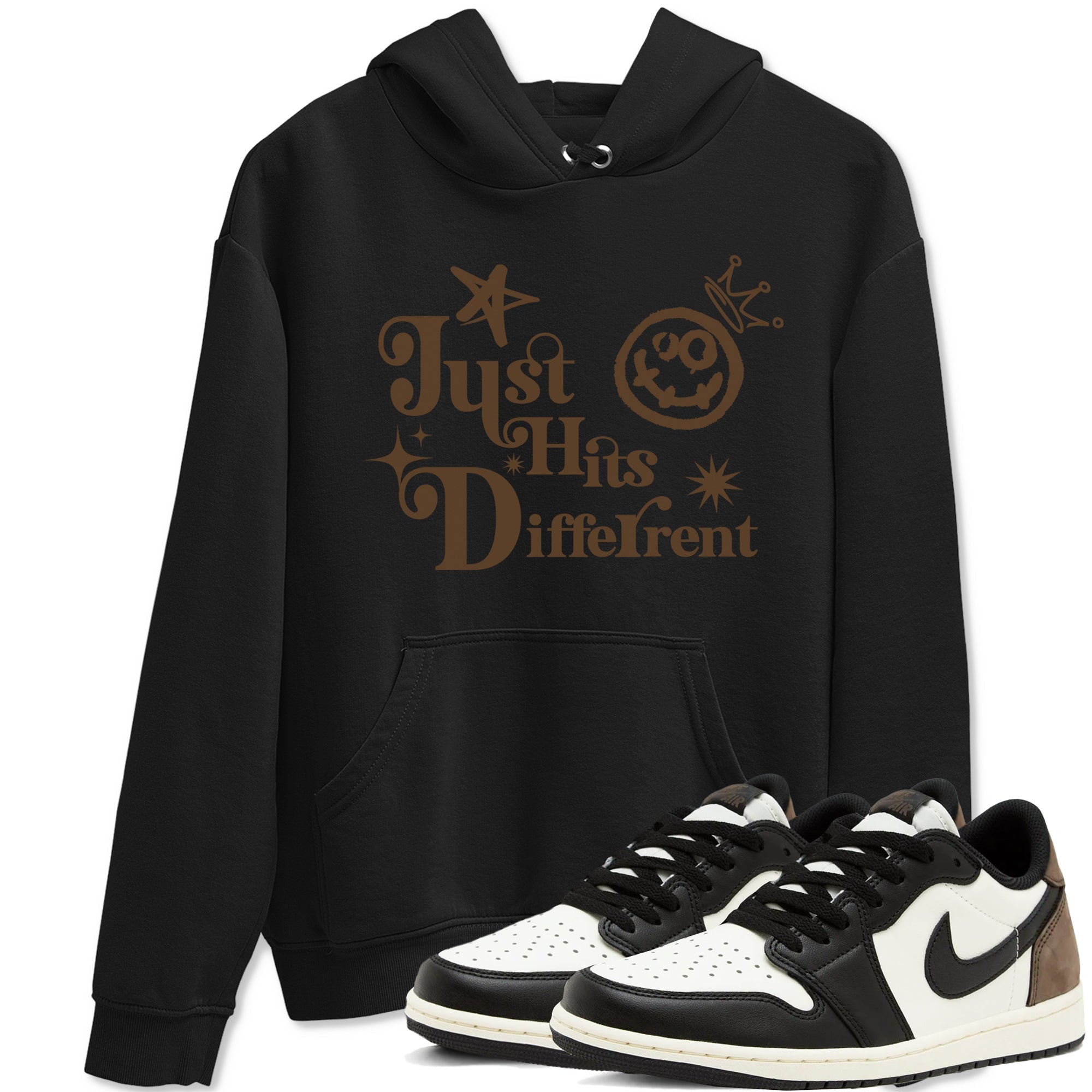 1s Mocha shirts to match jordans Just Hits Different sneaker match tees Air Jordan 1 Mocha match shoes to clothes SNRT Sneaker Tees unisex cotton Black 1 shirts