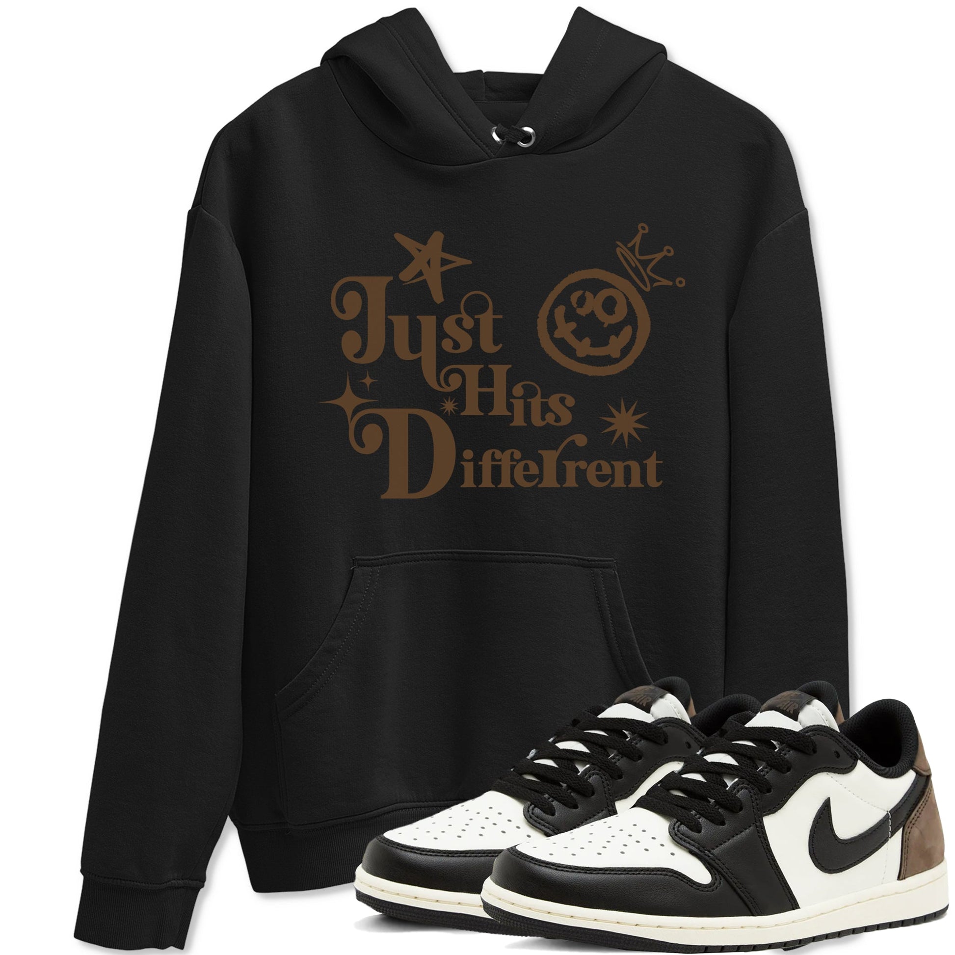 1s Mocha shirts to match jordans Just Hits Different sneaker match tees Air Jordan 1 Mocha match shoes to clothes SNRT Sneaker Tees unisex cotton Black 1 shirts