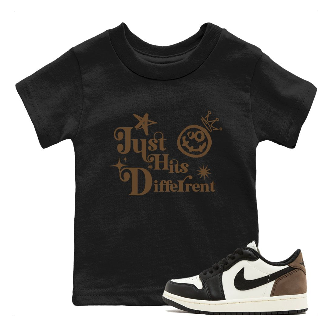 1s Mocha shirts to match jordans Just Hits Different sneaker match tees Air Jordan 1 Mocha match shoes to clothes SNRT Sneaker Tees Youth Baby Black 1 tee