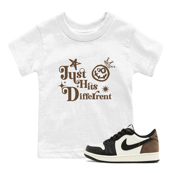 1s Mocha shirts to match jordans Just Hits Different sneaker match tees Air Jordan 1 Mocha match shoes to clothes SNRT Sneaker Tees Youth Baby White 1 tee