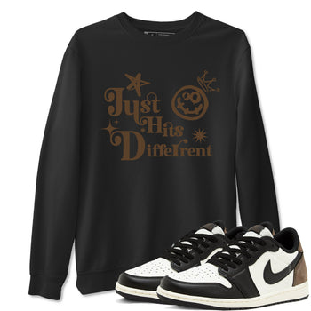 1s Mocha shirts to match jordans Just Hits Different sneaker match tees Air Jordan 1 Mocha match shoes to clothes SNRT Sneaker Tees unisex cotton Black 1 shirts