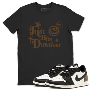 1s Mocha shirts to match jordans Just Hits Different sneaker match tees Air Jordan 1 Mocha match shoes to clothes SNRT Sneaker Tees unisex cotton Black 1 shirts