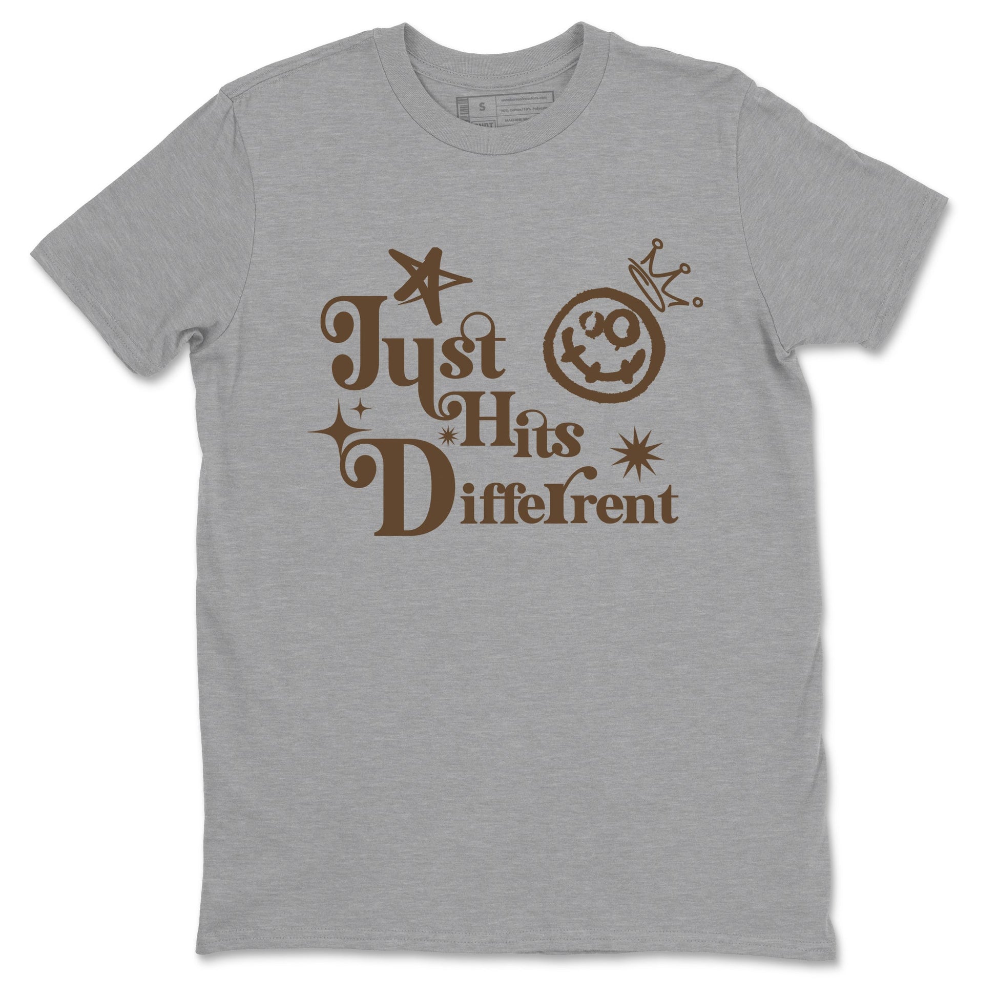 1s Mocha shirts to match jordans Just Hits Different sneaker match tees Air Jordan 1 Mocha match shoes to clothes SNRT Sneaker Tees unisex cotton Heather Grey 2 shirts