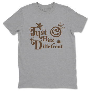 1s Mocha shirts to match jordans Just Hits Different sneaker match tees Air Jordan 1 Mocha match shoes to clothes SNRT Sneaker Tees unisex cotton Heather Grey 2 shirts