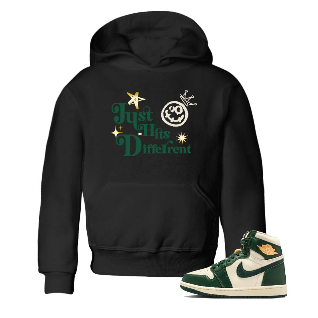 Sneaker Threads – Sneaker Tees To Match Air Jordan 1 Pro Green – Just Hits Different Youth Graphic Tee Black 1. Perfect for Jordan releases 2025 colorways.