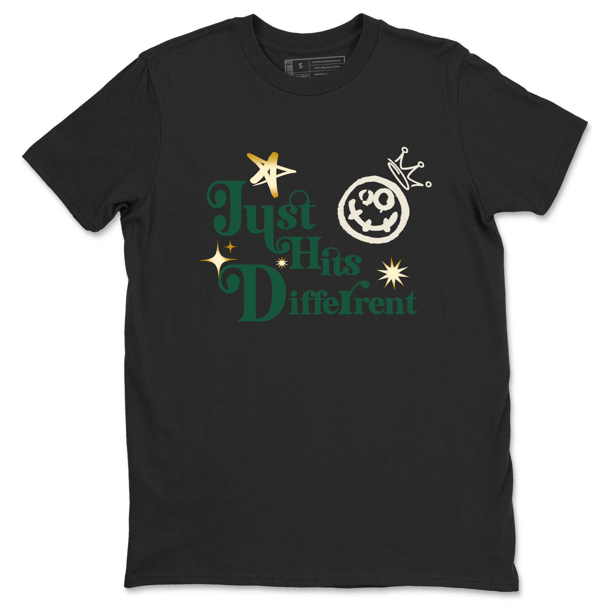 Sneaker Threads – Sneaker Tees To Match Air Jordan 1 Pro Green – Just Hits Different Graphic Tee Black 2. Perfect for Jordan releases 2025 colorways.