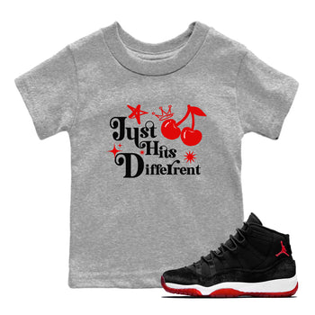 11s Bred Velvet shirts to match jordans Just Hits Different sneaker match tees Air Jordan 11 Retro Bred Velvet match shoes to clothes SNRT Sneaker Tees Youth Baby Heather Grey 1 tee