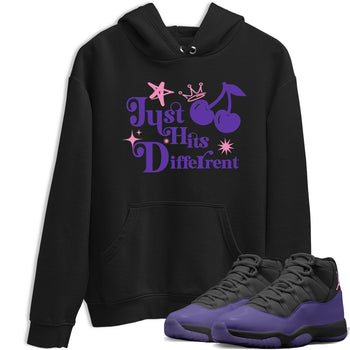 Sneaker match tees – Sneaker Tees To Match Air Jordan 11 Canyon Purple Shoes – Just Hits Different Tee Black 1