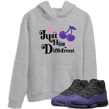 Sneaker match tees – Sneaker Tees To Match Air Jordan 11 Canyon Purple Shoes – Just Hits Different Tee Heather Grey 1