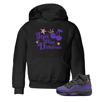 Sneaker match tees – Sneaker Tees To Match Air Jordan 11 Canyon Purple Shoes – Just Hits Different Kids T-Shirt Black 1