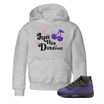 Sneaker match tees – Sneaker Tees To Match Air Jordan 11 Canyon Purple Shoes – Just Hits Different Kids T-Shirt Heather Grey 1