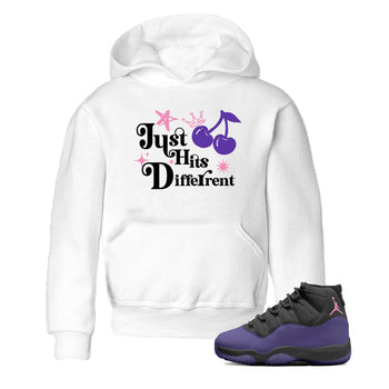 Sneaker match tees – Sneaker Tees To Match Air Jordan 11 Canyon Purple Shoes – Just Hits Different Kids T-Shirt White 1