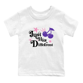 Sneaker match tees – Sneaker Tees To Match Air Jordan 11 Canyon Purple Shoes – Just Hits Different Kids T-Shirt White 2