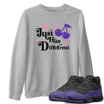 Sneaker match tees – Sneaker Tees To Match Air Jordan 11 Canyon Purple Shoes – Just Hits Different Tee Heather Grey 1