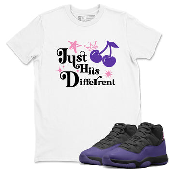 Sneaker match tees – Sneaker Tees To Match Air Jordan 11 Canyon Purple Shoes – Just Hits Different Tee White 1