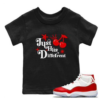 11s Cherry shirts to match jordans Just Hits Different sneaker match tees Air Jordan 11 Retro Cherry match shoes to clothes SNRT Sneaker Tees Youth Baby Black 1 tee