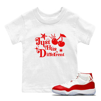 11s Cherry shirts to match jordans Just Hits Different sneaker match tees Air Jordan 11 Retro Cherry match shoes to clothes SNRT Sneaker Tees Youth Baby White 1 tee