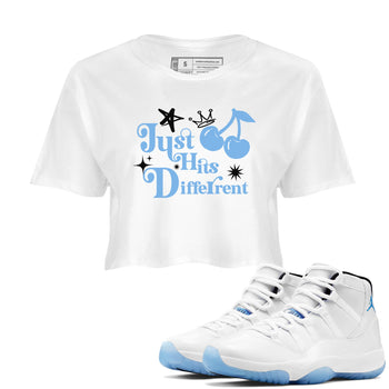 11s Legend Blue shirts to match jordans Just Hits Different best t shirts to wear with jordans AJ11 Retro Legend Blue match shoes to clothes SNRT Sneaker Tees unisex cotton White 1 crop tee