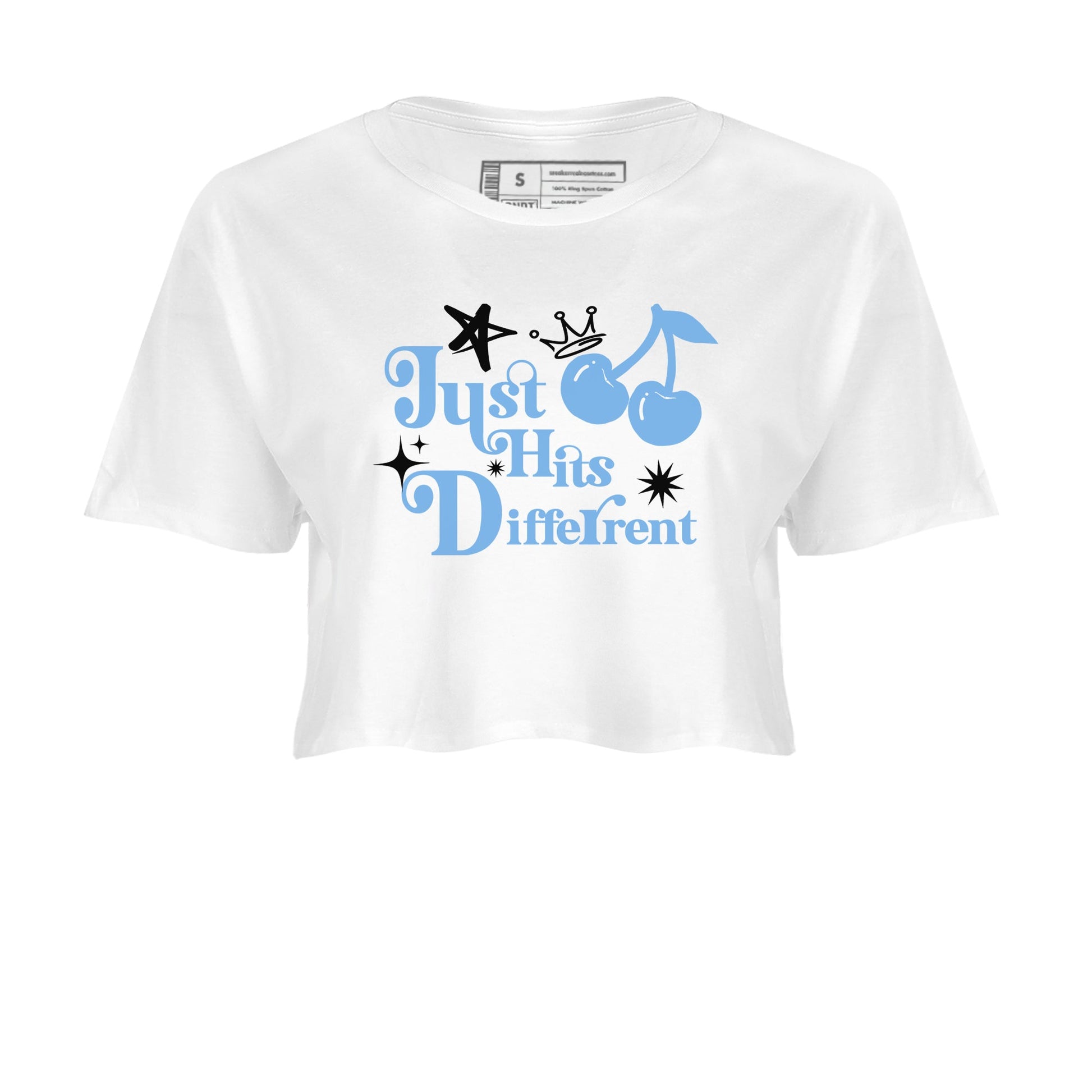 11s Legend Blue shirts to match jordans Just Hits Different best t shirts to wear with jordans AJ11 Retro Legend Blue match shoes to clothes SNRT Sneaker Tees unisex cotton White 2 crop tee