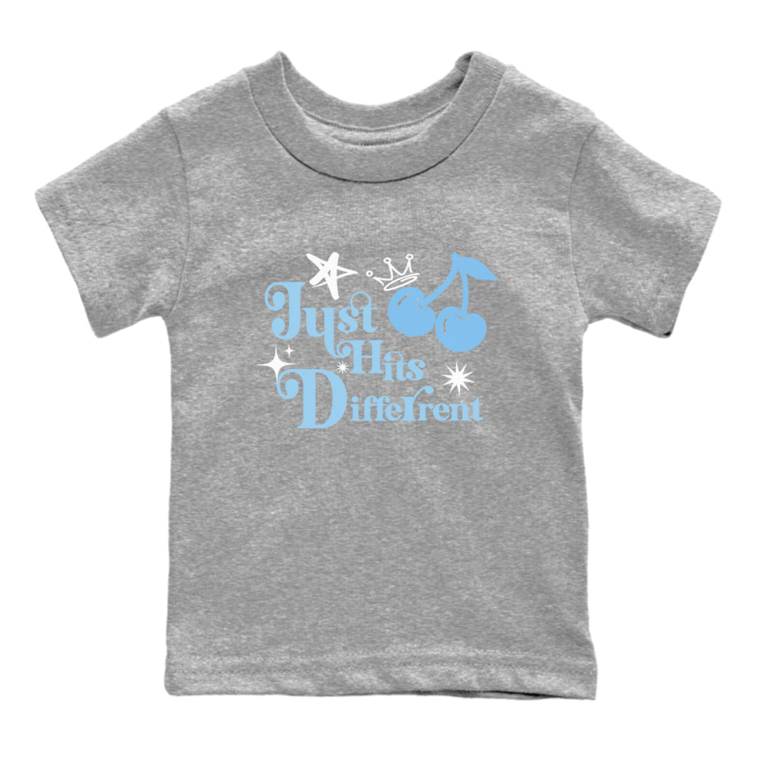 11s Legend Blue shirts to match jordans Just Hits Different best t shirts to wear with jordans AJ11 Retro Legend Blue match shoes to clothes SNRT Sneaker Tees Youth Baby Heather Grey 2 tee