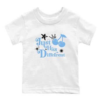11s Legend Blue shirts to match jordans Just Hits Different best t shirts to wear with jordans AJ11 Retro Legend Blue match shoes to clothes SNRT Sneaker Tees Youth Baby White 2 tee