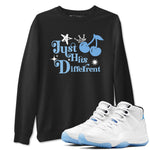 11s Legend Blue shirts to match jordans Just Hits Different best t shirts to wear with jordans AJ11 Retro Legend Blue match shoes to clothes SNRT Sneaker Tees unisex cotton Black 1 shirts