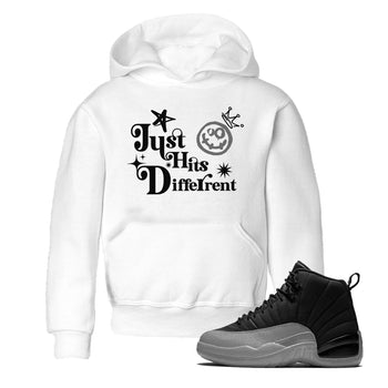 12s Black Wolf Grey shirts to match jordans Just Hits Different sneaker match tees Air Jordan 12 Barons match shoes to clothes SNRT Sneaker Tees Youth Baby White 1 tee